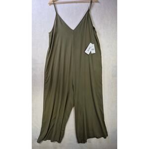 Wide Leg Romper Baggy Casual Streetwear Olive Green sz L #2164